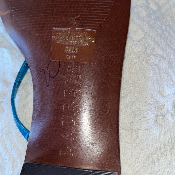 Lauren Ralph Lauren Ocean Blue Leather Thong Sandals 8.5 M - Picture 4 of 6